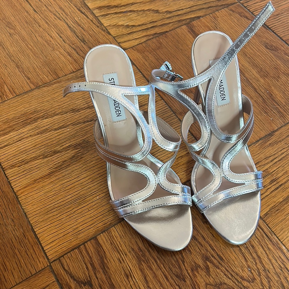Steve Madden Silver Strappy Heels
